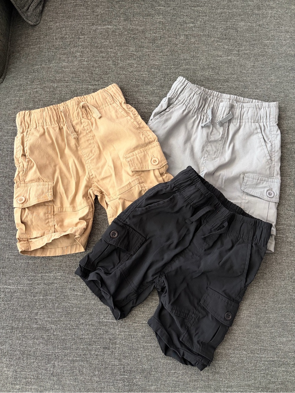 Tony Hawk Boys Cargo Shorts Trio - Black, Gray & Tan